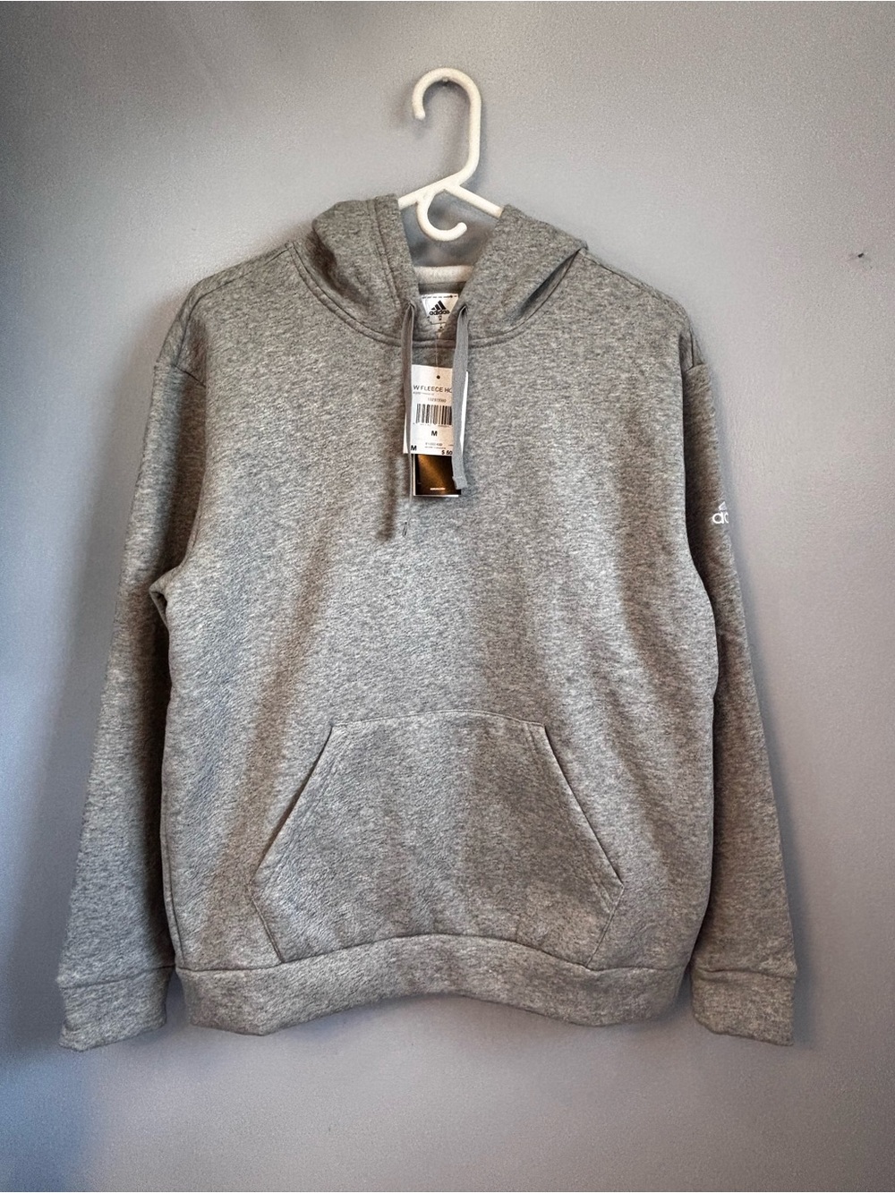 Adidas Women’s Grey Fleece Hoodie Sweatshirt Medium NWT
